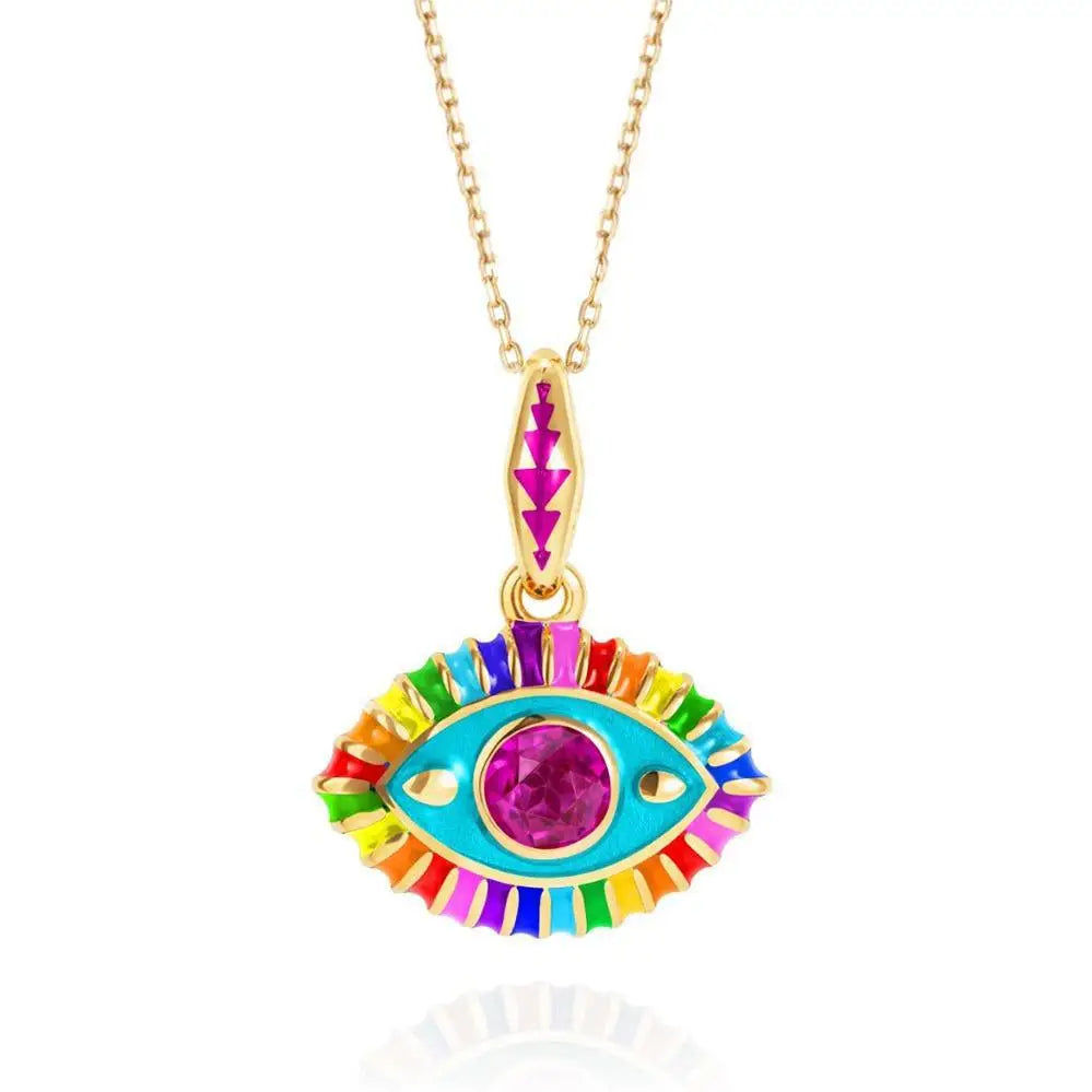 Aquamarine Evil Eye Charm Necklace
