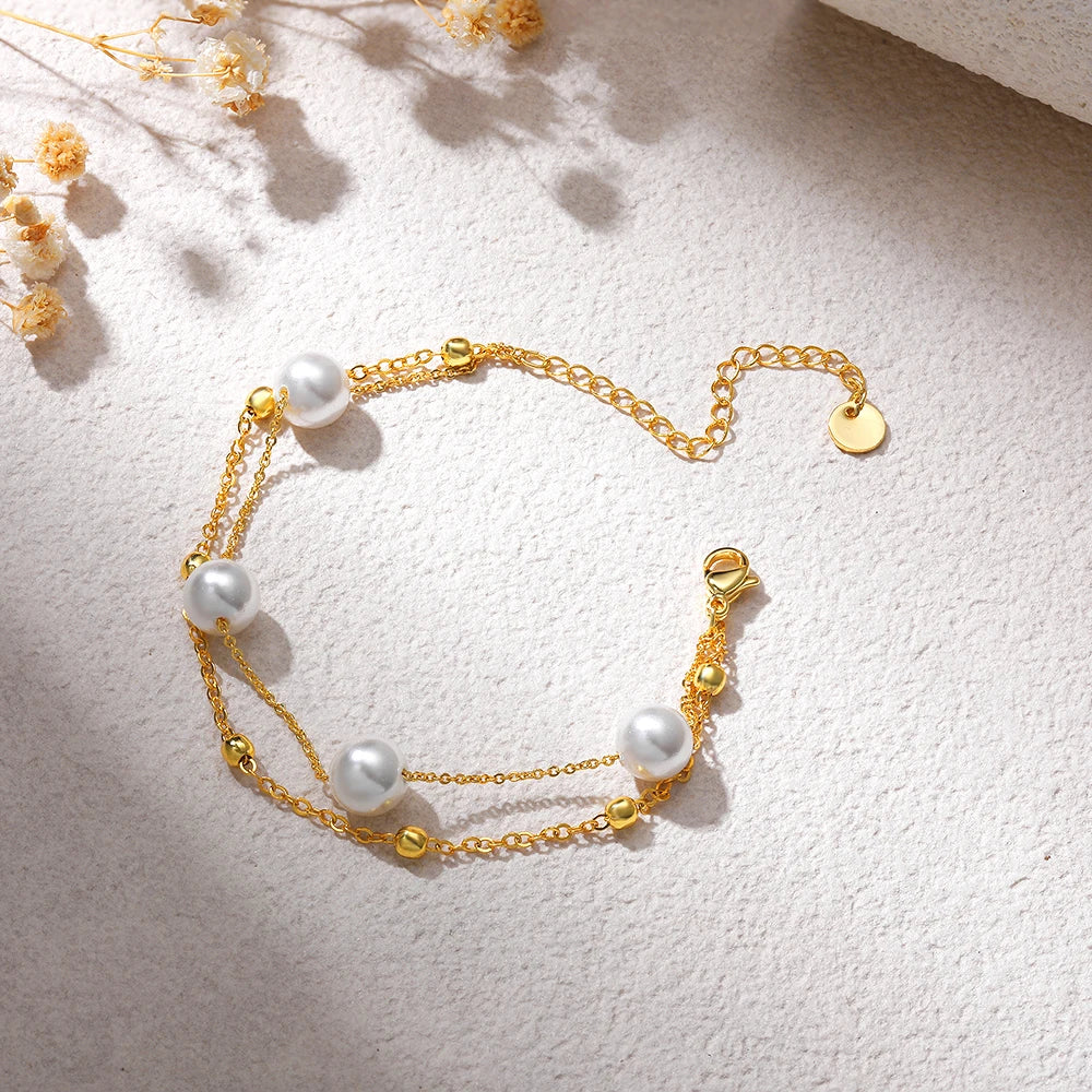 Beryl Layered Pearl Bracelet
