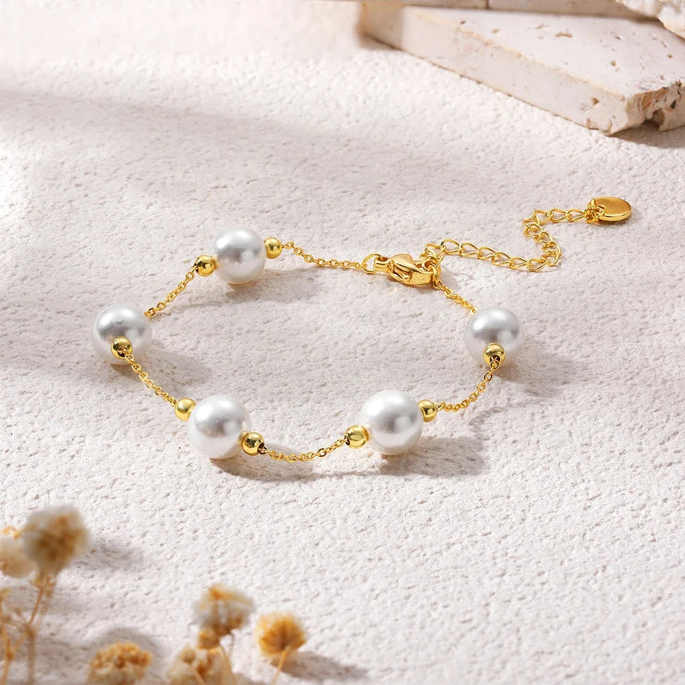 Cognac Adjustable Pearl Bracelet