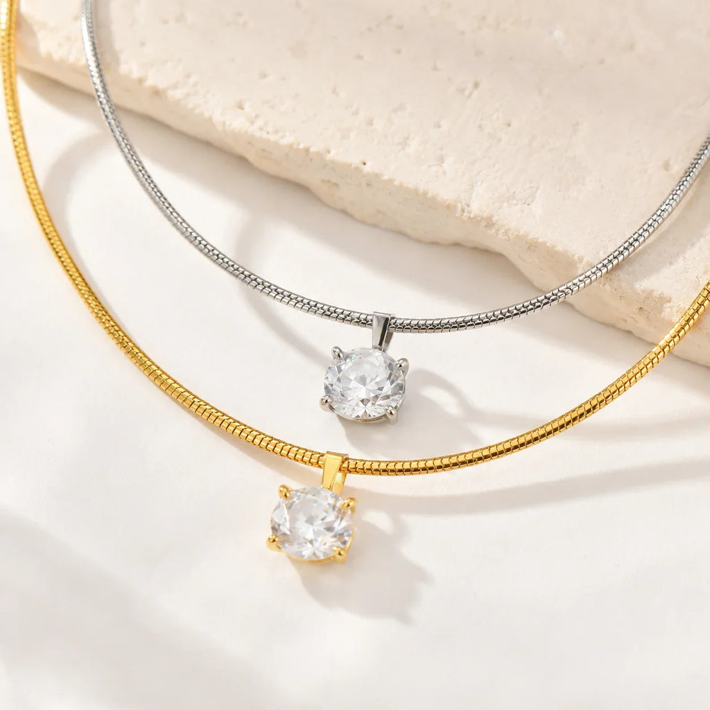Peridot Geometric Zircon Necklace