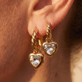 Smoke Heart Zircon Hoops