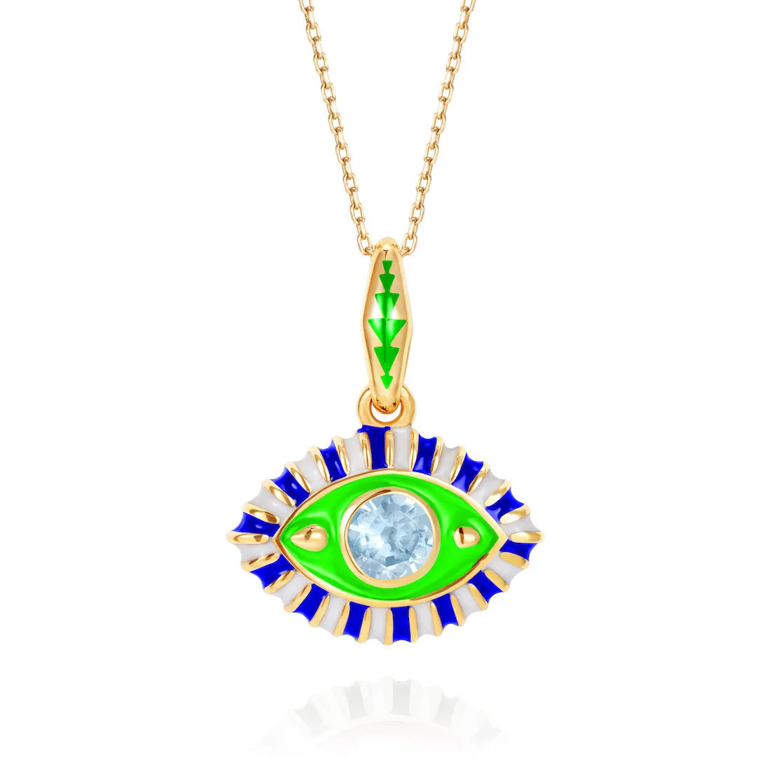 Aquamarine Evil Eye Charm Necklace