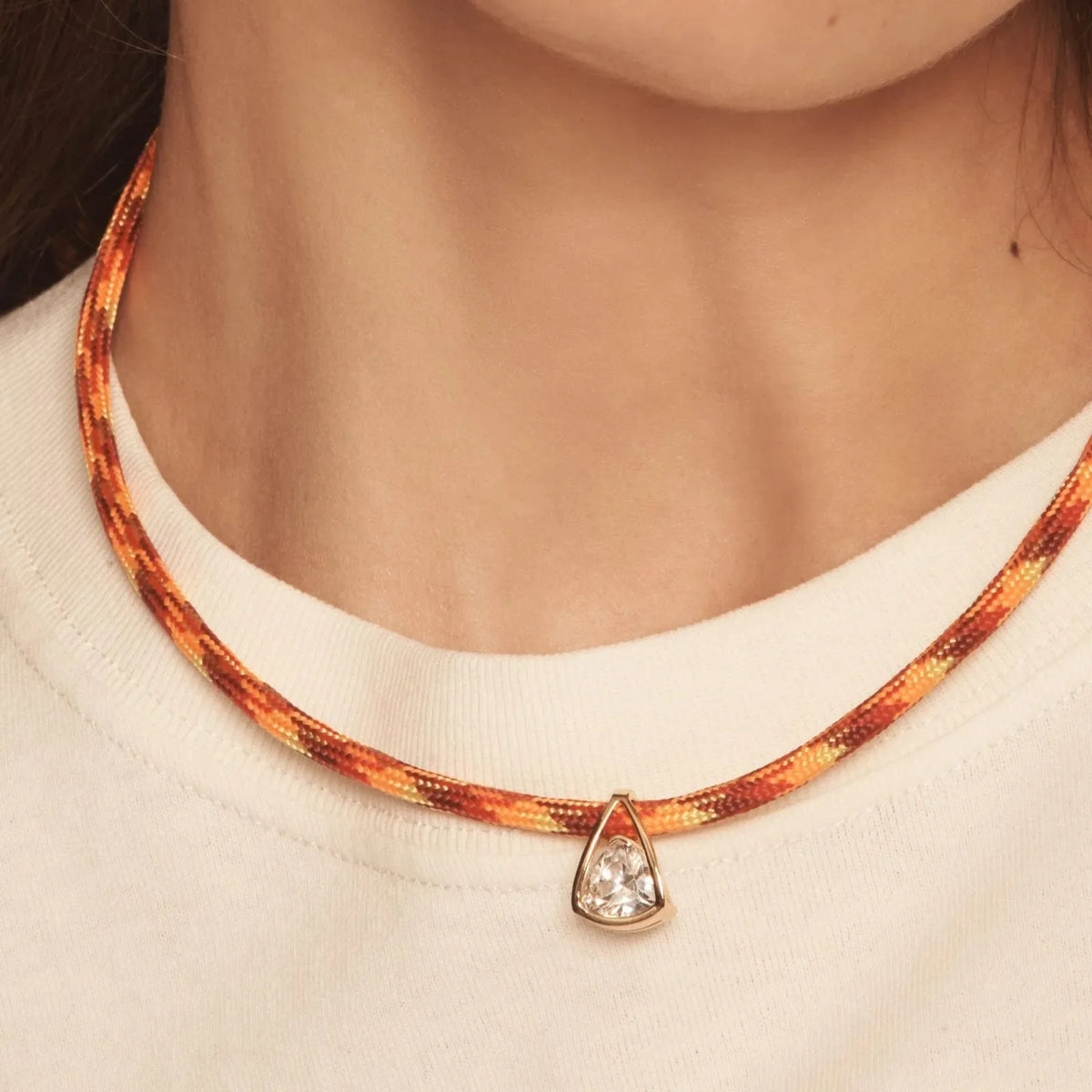 Citrine Geometric Zircon Cord Necklace
