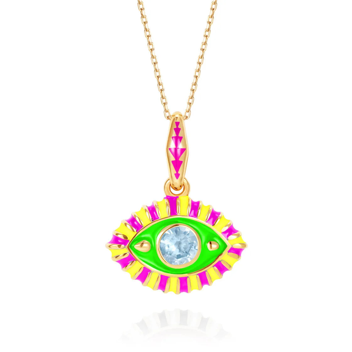 Aquamarine Evil Eye Charm Necklace