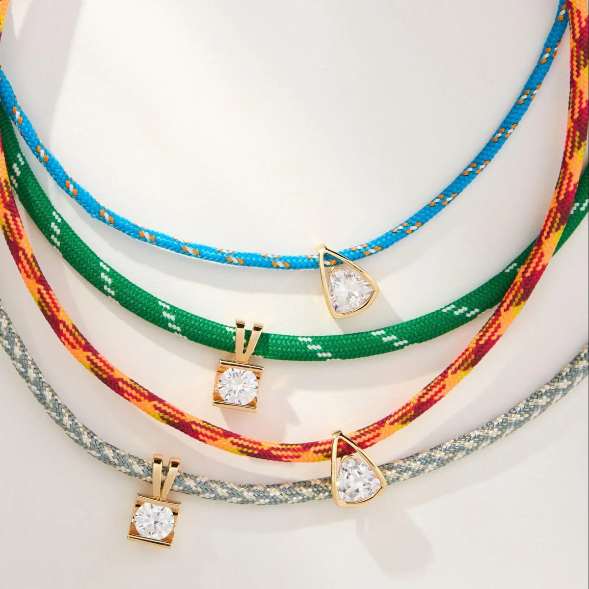 Citrine Geometric Zircon Cord Necklace