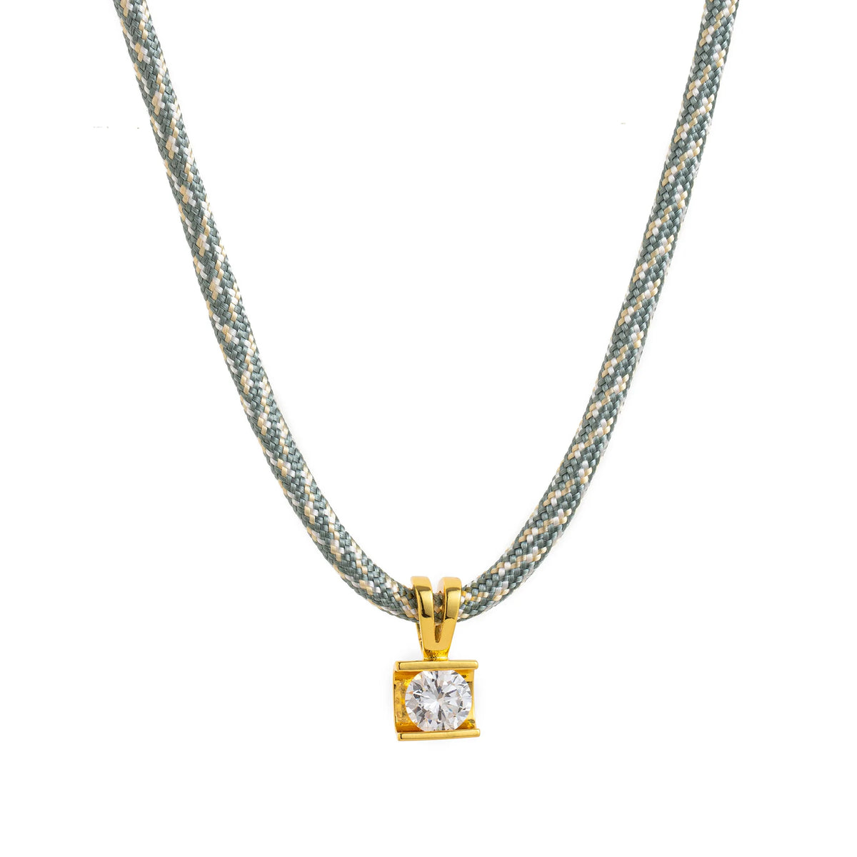 Citrine Geometric Zircon Cord Necklace