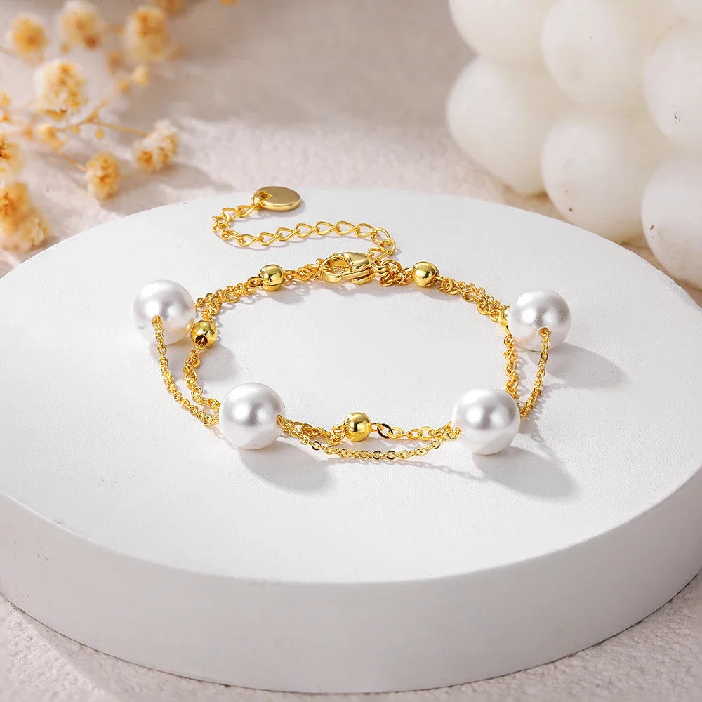 Beryl Layered Pearl Bracelet