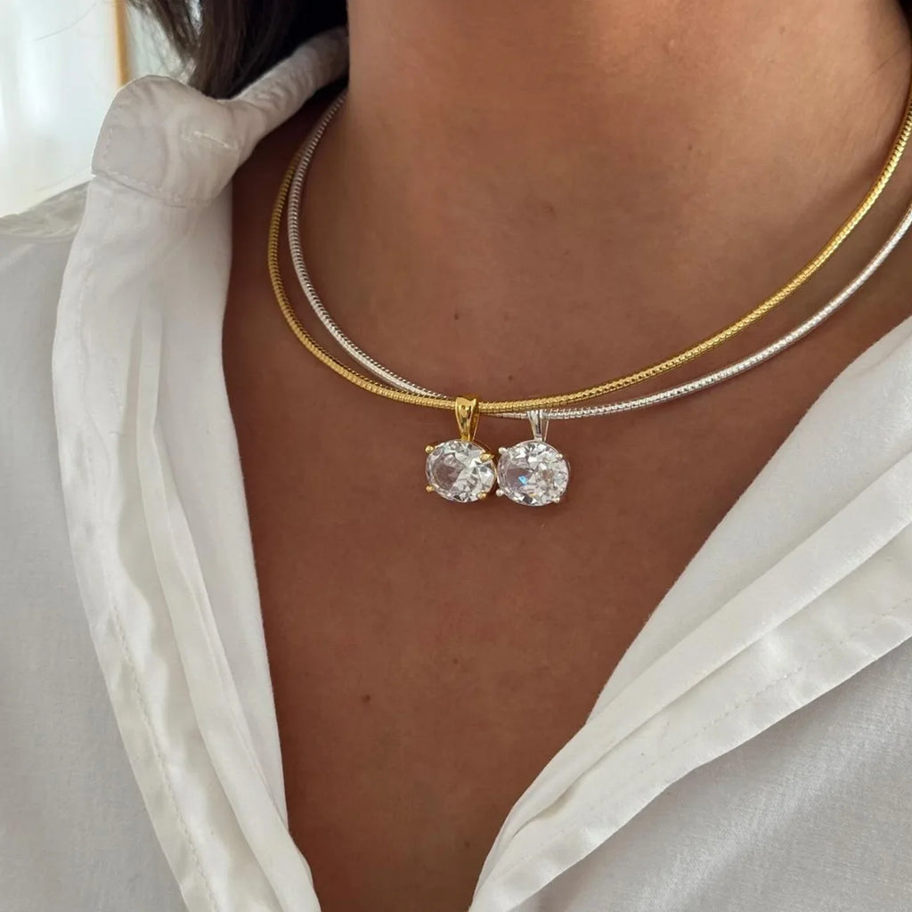 Peridot Geometric Zircon Necklace
