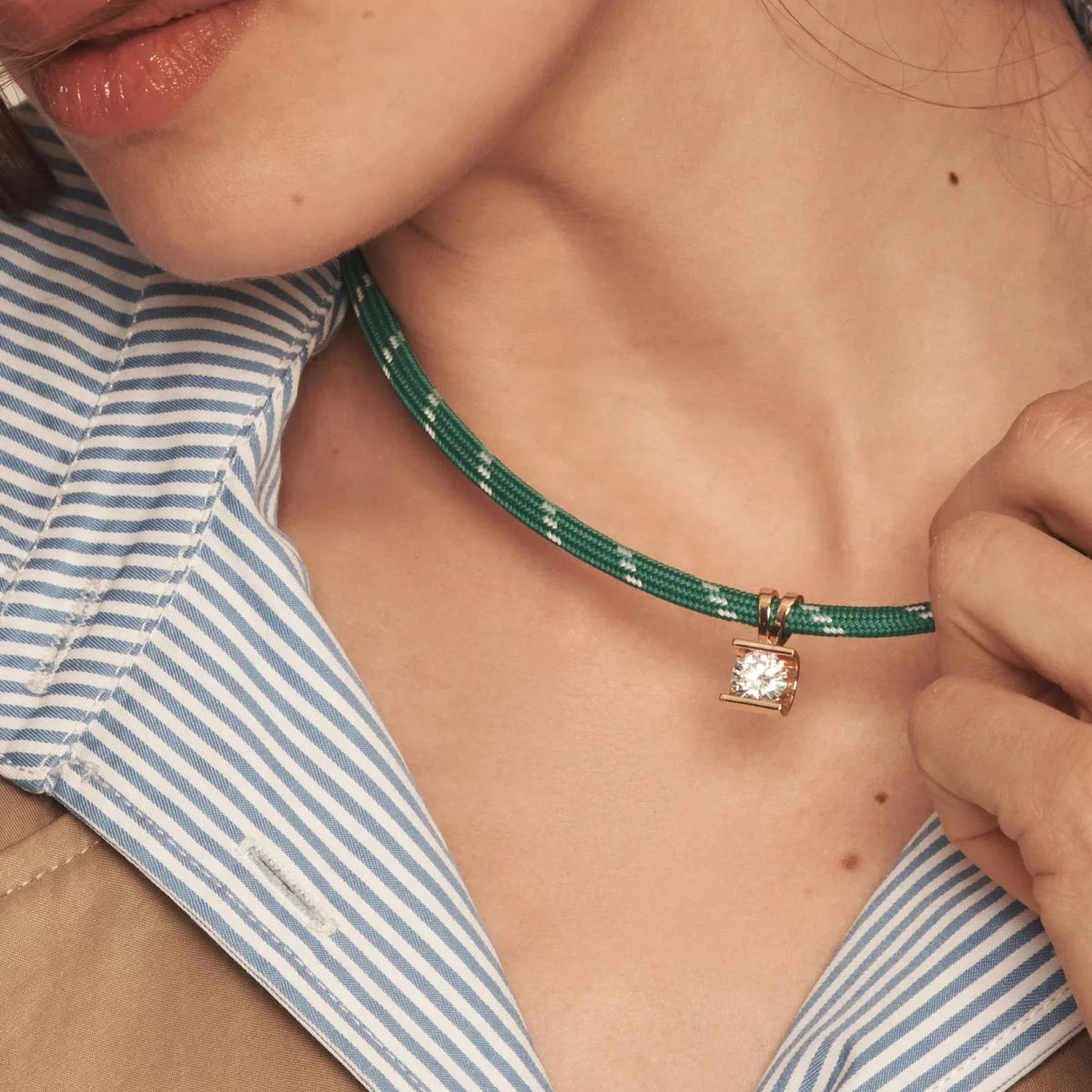 Citrine Geometric Zircon Cord Necklace