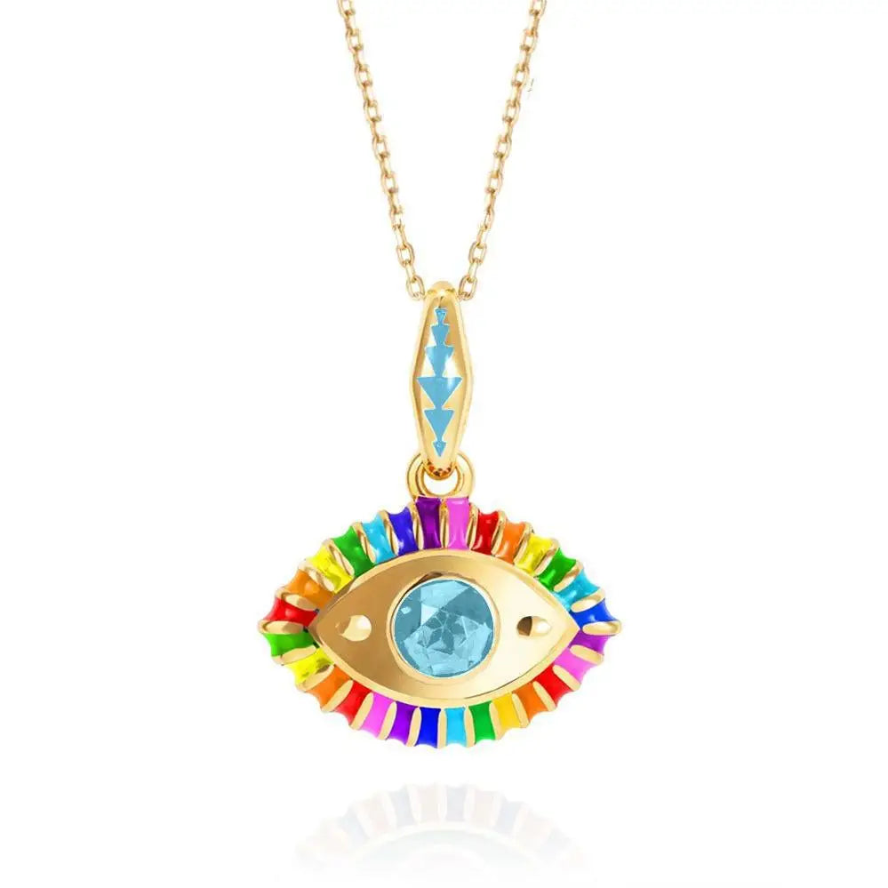 Aquamarine Evil Eye Charm Necklace