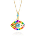 Aquamarine Evil Eye Charm Necklace