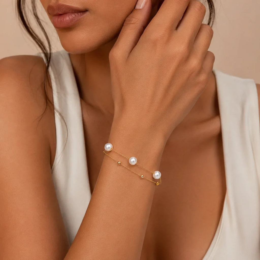 Beryl Layered Pearl Bracelet
