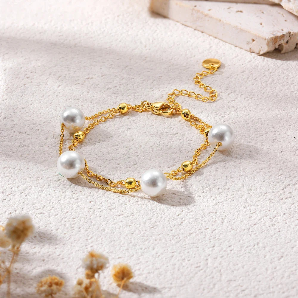 Beryl Layered Pearl Bracelet