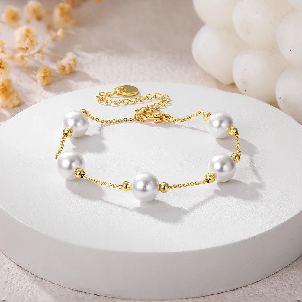 Cognac Adjustable Pearl Bracelet