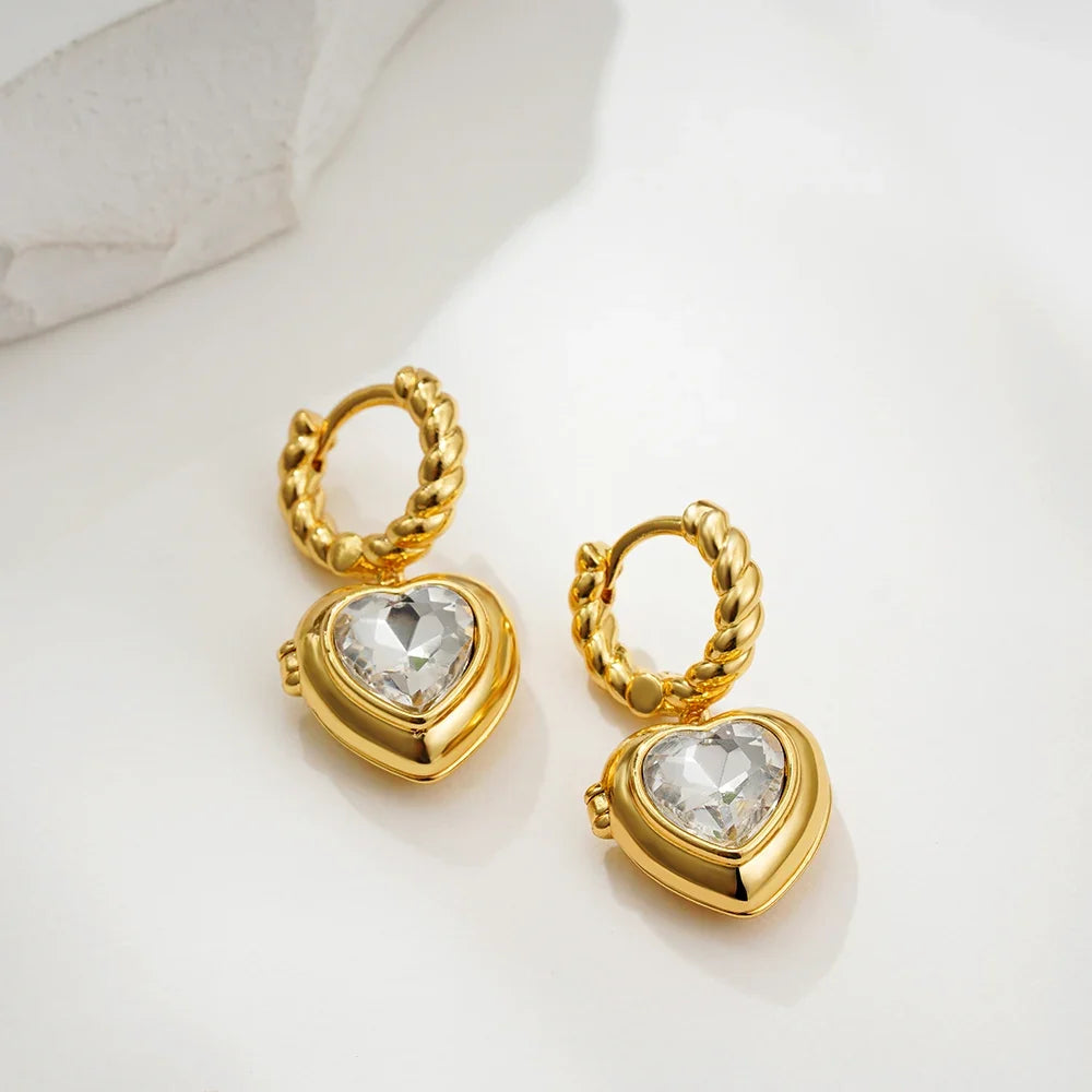 Smoke Heart Zircon Hoops