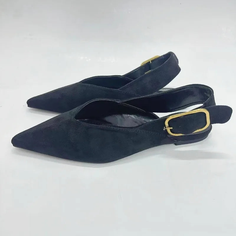 Amara Suede Pointed Slingback Flats