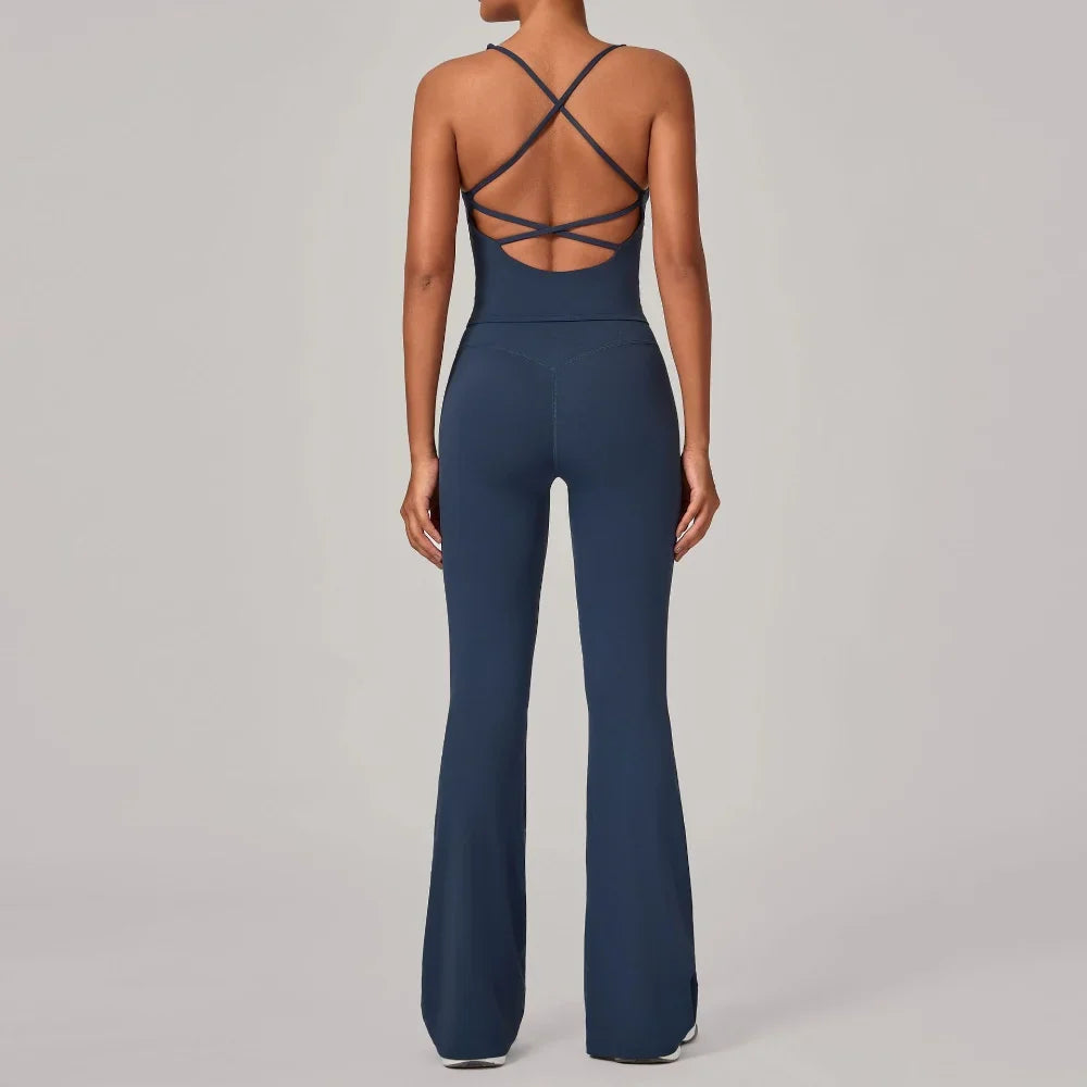 Vanilla Cross-Back Flared Jumpsuit
