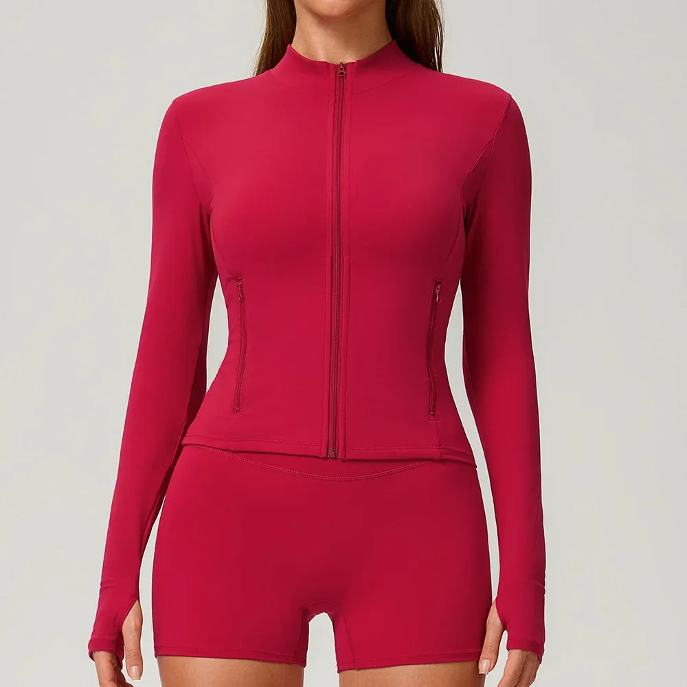 Mustard Cropped Zip Sport Jacket