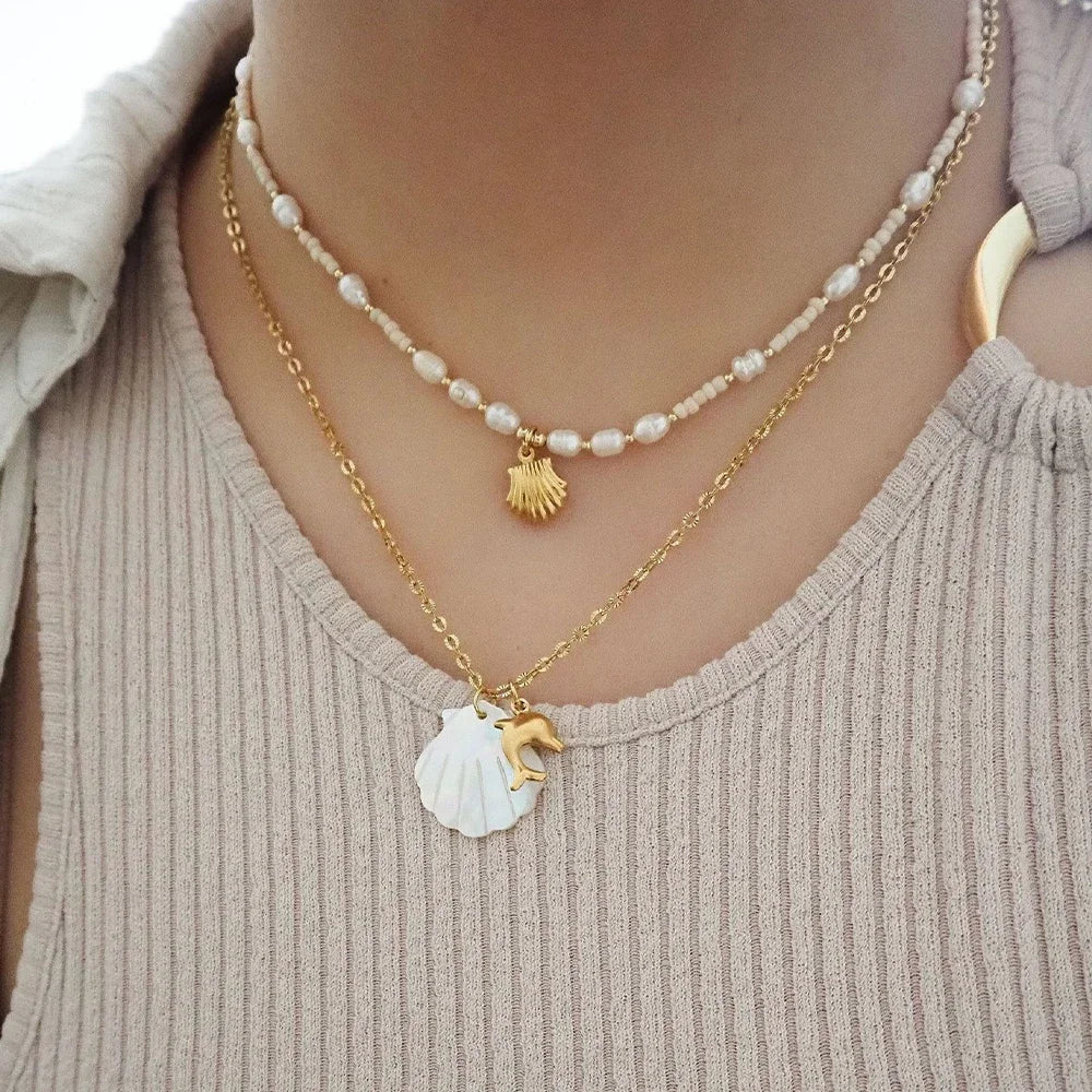 Moonstone Sea Charm Necklace