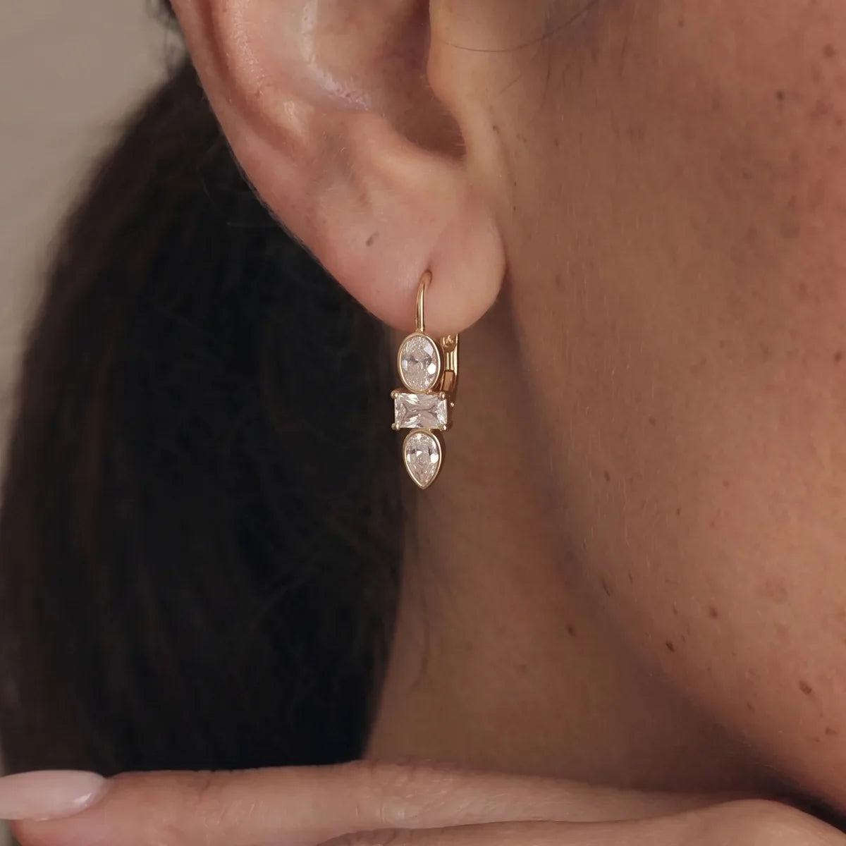 Bronze Zircon Drop Earrings