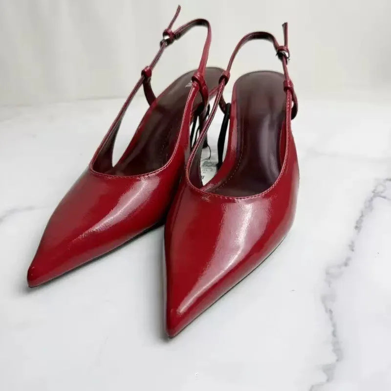 Ocean Patent Pointed Slingbacks