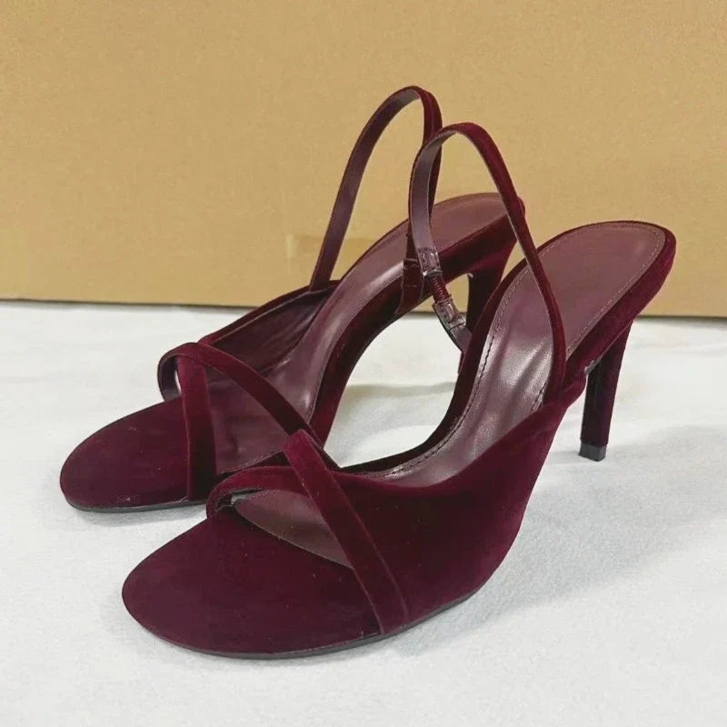 Willow Velvet Cross-Strap Sandals