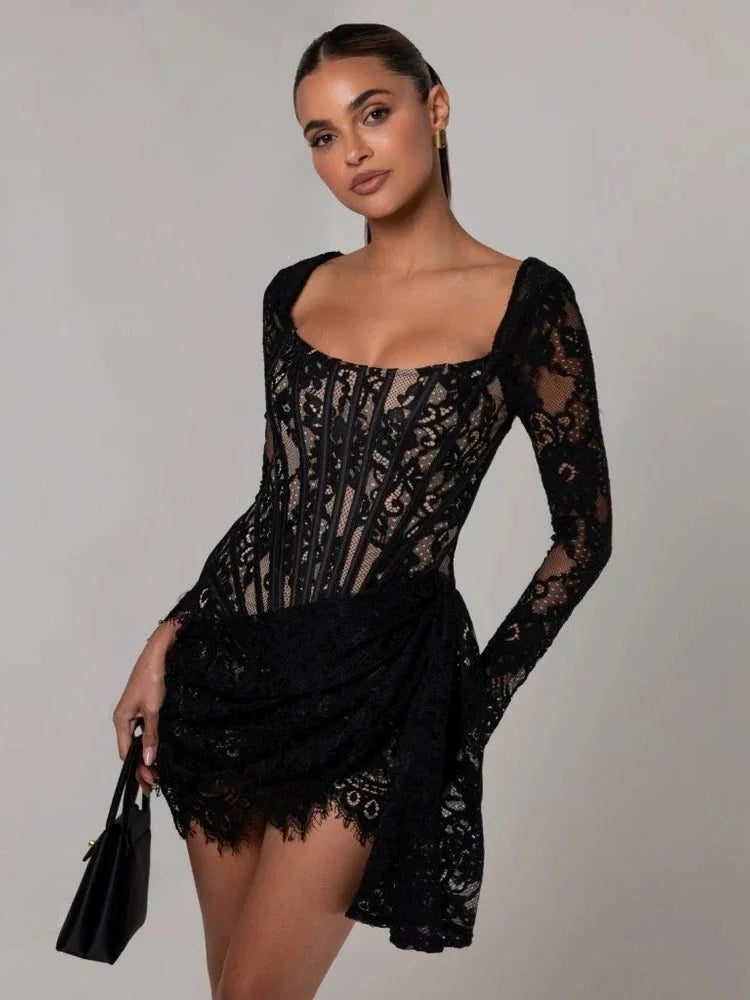 Sky Corset Lace Mini Dress