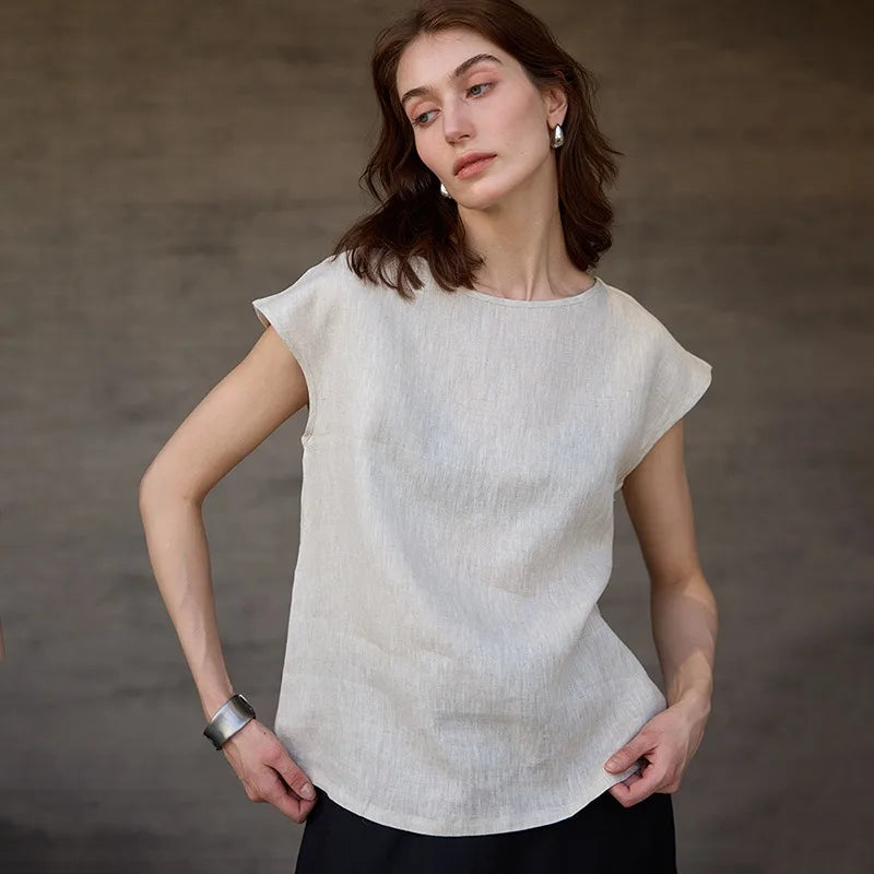 Plum Vintage Linen Tee