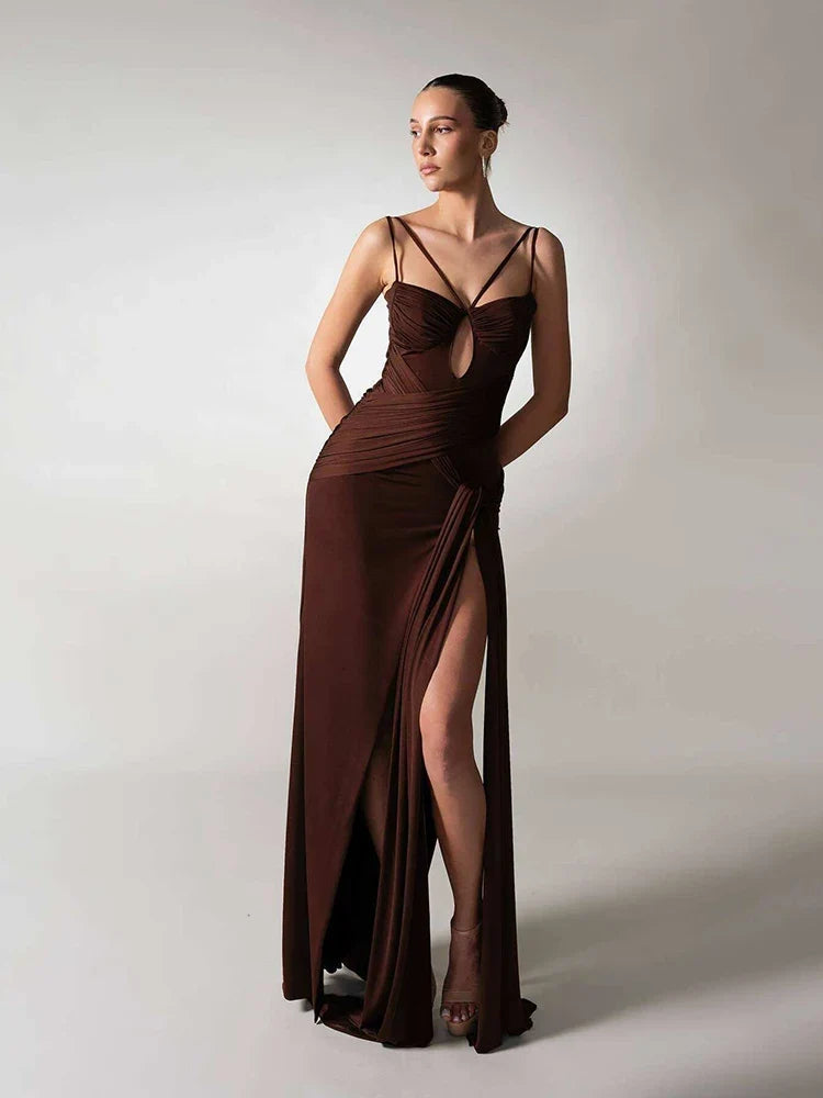 Lagoon Thin Strap High-Slit Maxi Dress