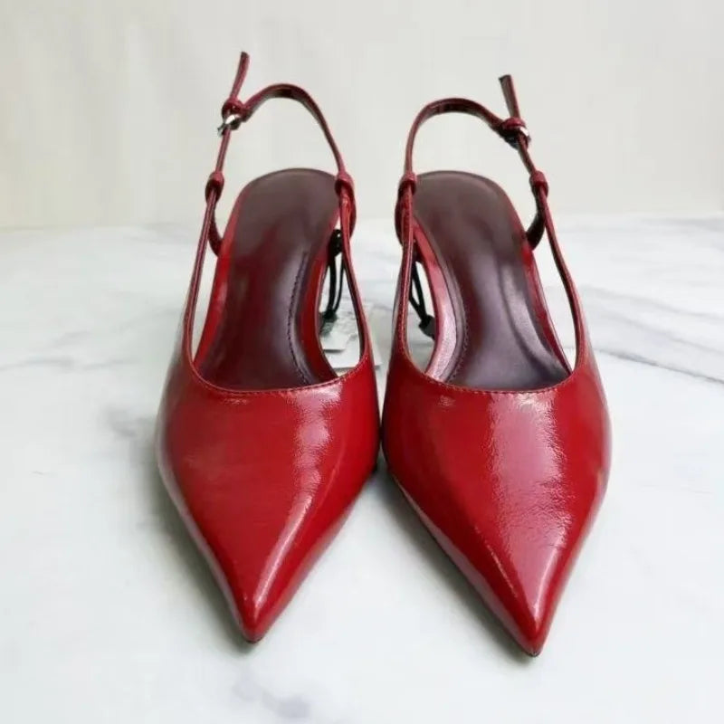 Ocean Patent Pointed Slingbacks