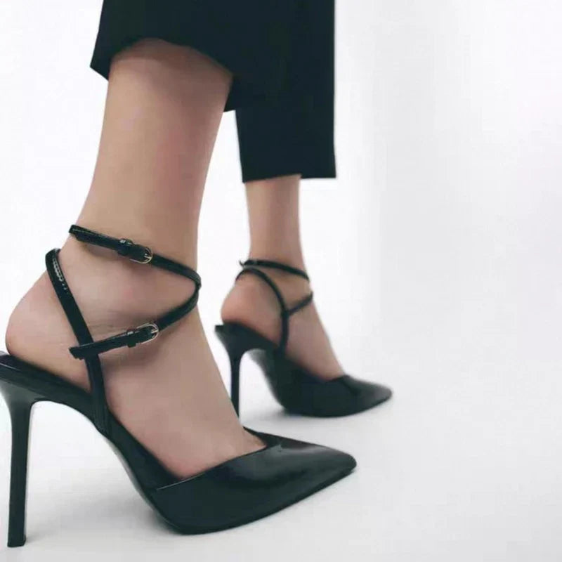 Crimson Pointed Slingback Stilettos
