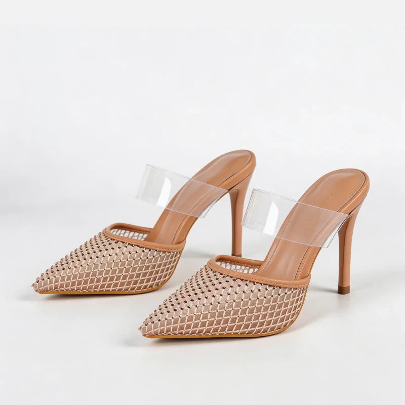 Layla Crystal Mesh Mules