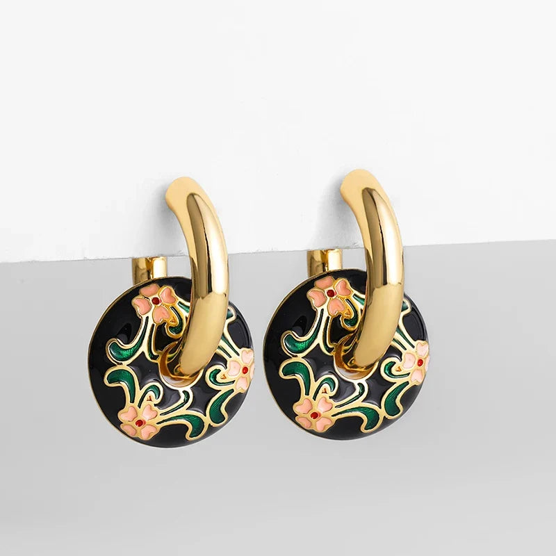 Chantilly Enamel Flower Hoops