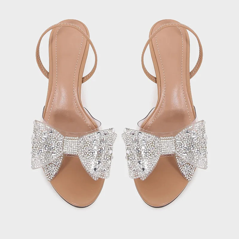 Cora Clear-Strap Bow Heels