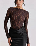 Selene Satin Lace Long Sleeve Maxi Dress