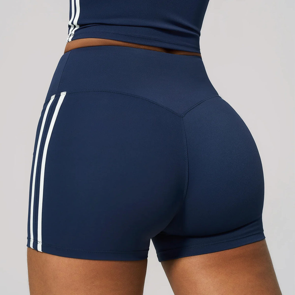 Merlot Striped High-Waist Shorts
