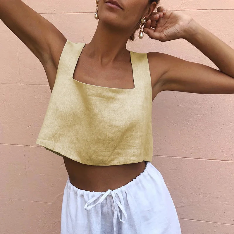 Garnet Square-Neck Crop Top