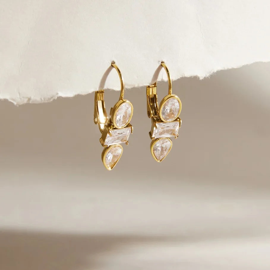 Bronze Zircon Drop Earrings