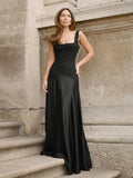 Indigo Two-Tone Satin A-Line Maxi Dress