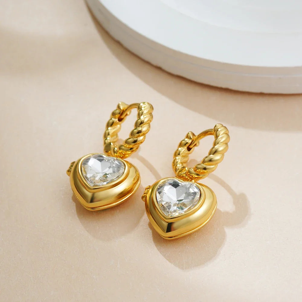 Smoke Heart Zircon Hoops