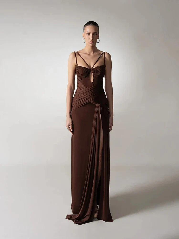 Lagoon Thin Strap High-Slit Maxi Dress
