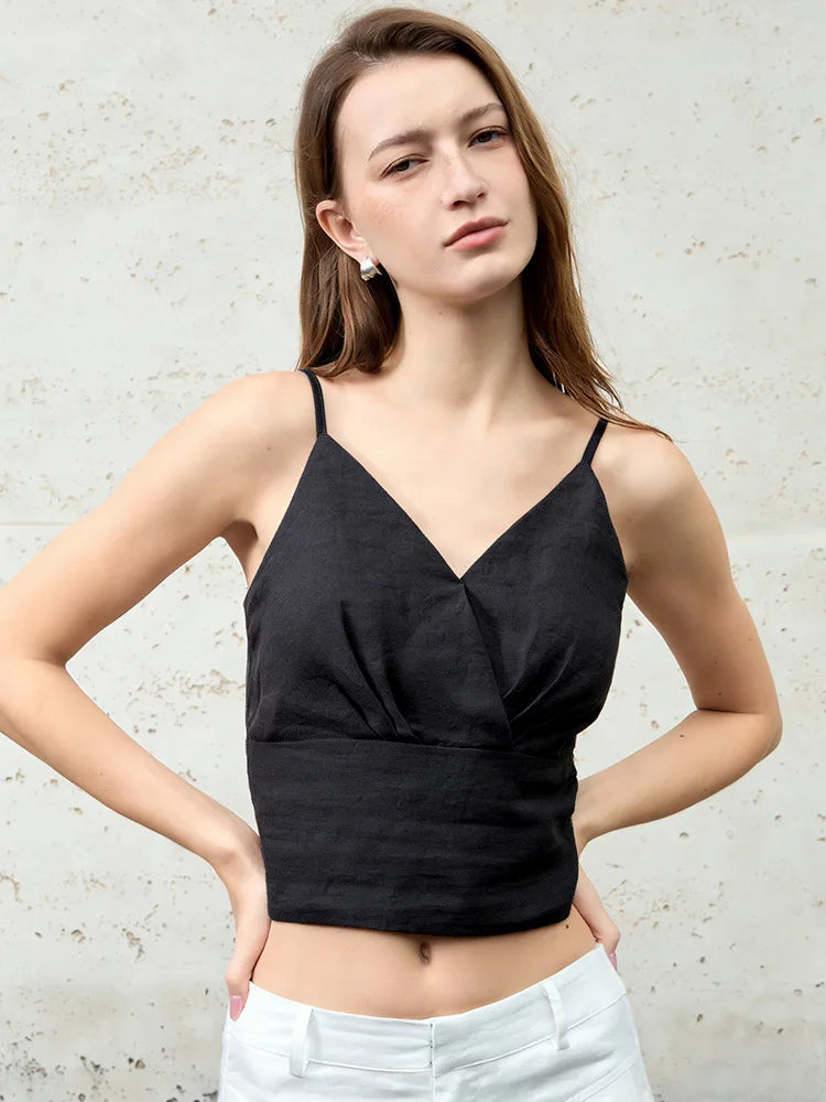 Turquoise Strappy V-Neck Crop Top