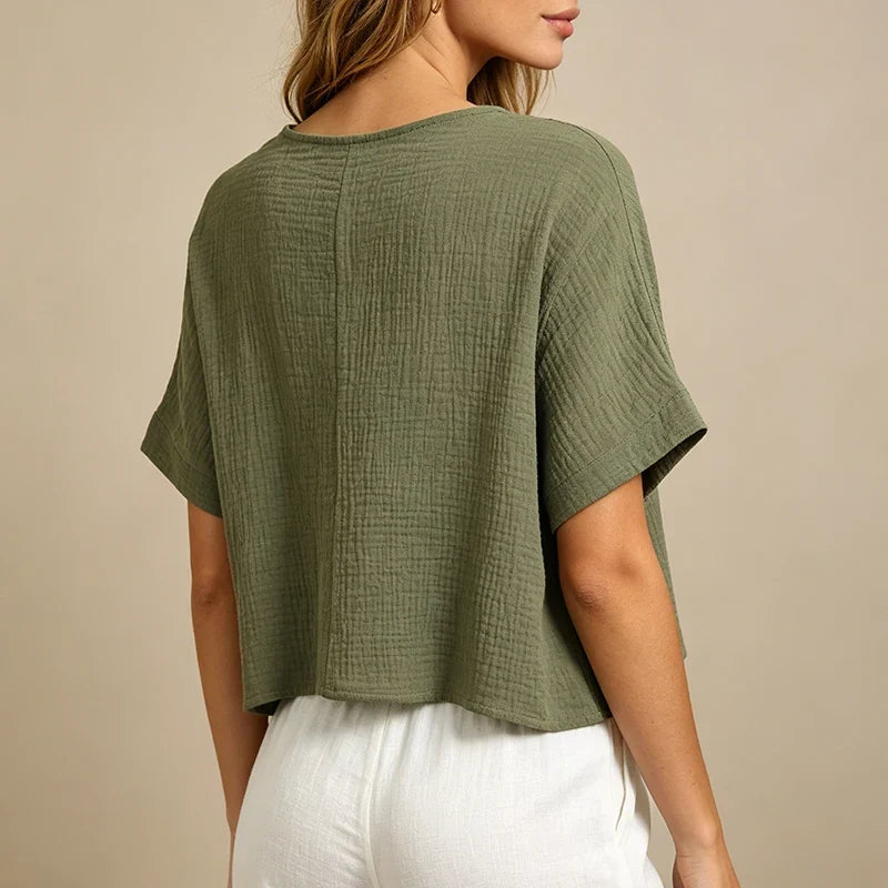 Scarlet Muslin V-Neck Shirt