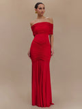 Violet Off-Shoulder Mesh Maxi Dress