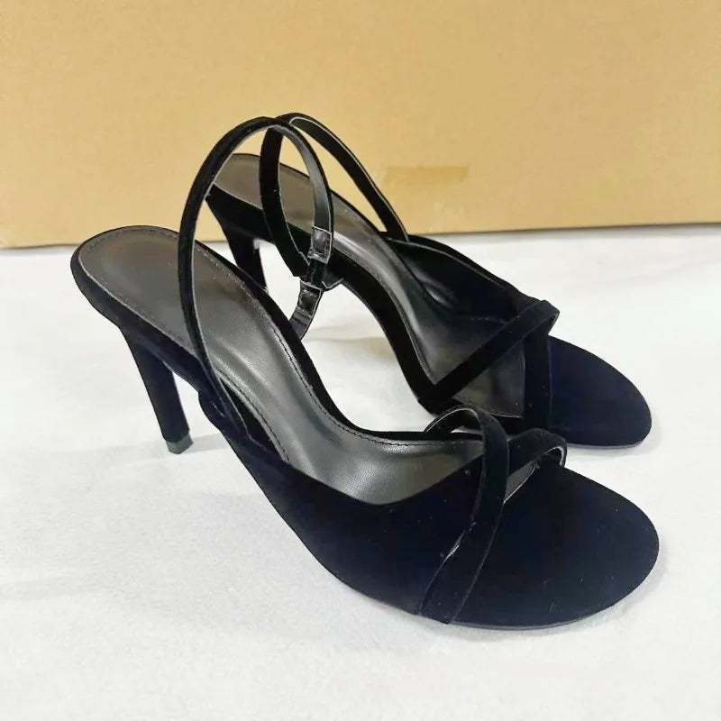 Willow Velvet Cross-Strap Sandals