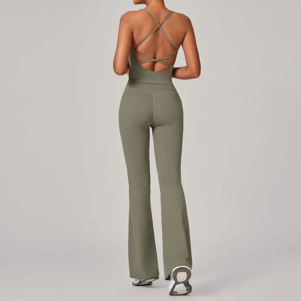 Vanilla Cross-Back Flared Jumpsuit