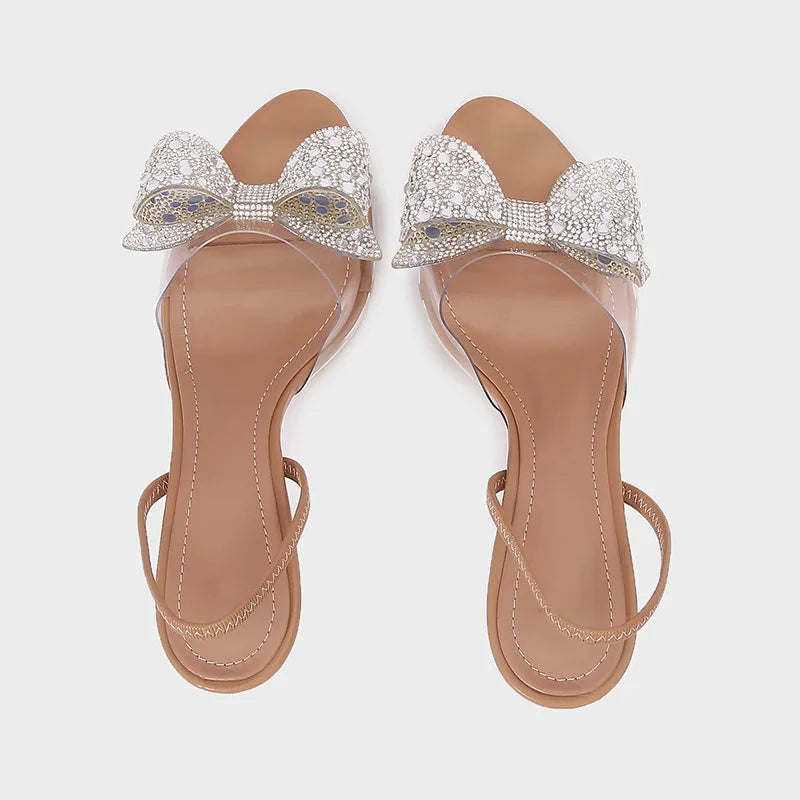 Cora Clear-Strap Bow Heels