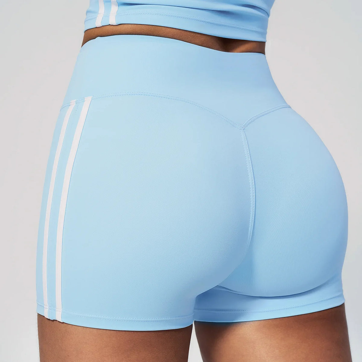 Merlot Striped High-Waist Shorts
