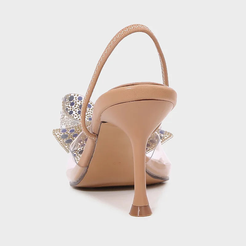 Cora Clear-Strap Bow Heels