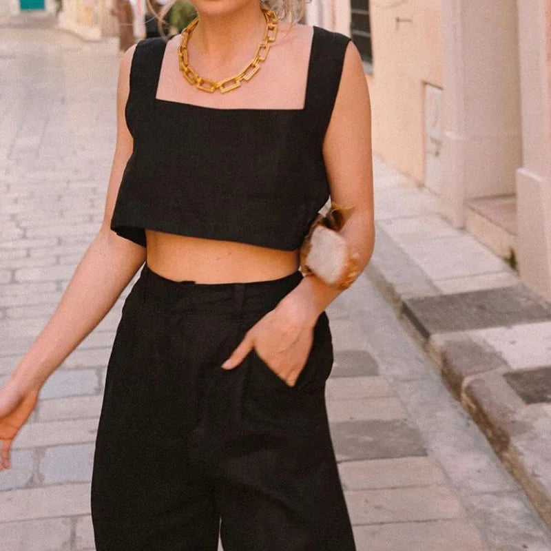 Garnet Square-Neck Crop Top